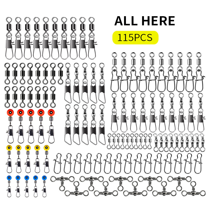 Fishing Equipment Set - 115pcs Fishing Swivel Connectors Kit with