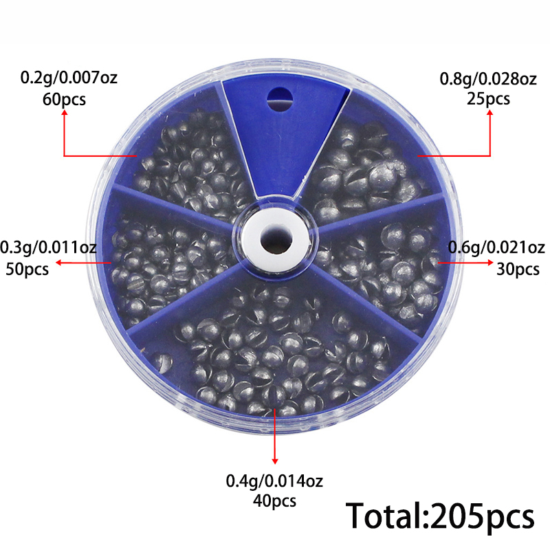 205pcs Weight Sinkers, 5 Sizes – Fishing Equipment Set recenzja i cena