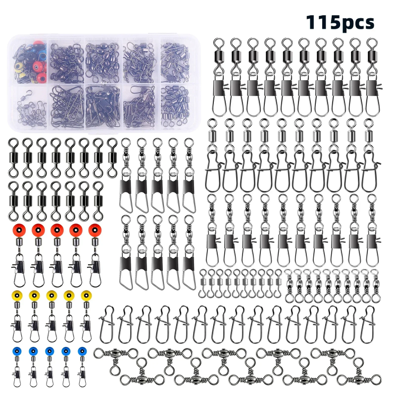 115pcs Fishing Swivel Connecto – Fishing Equipment Set recenzja i cena