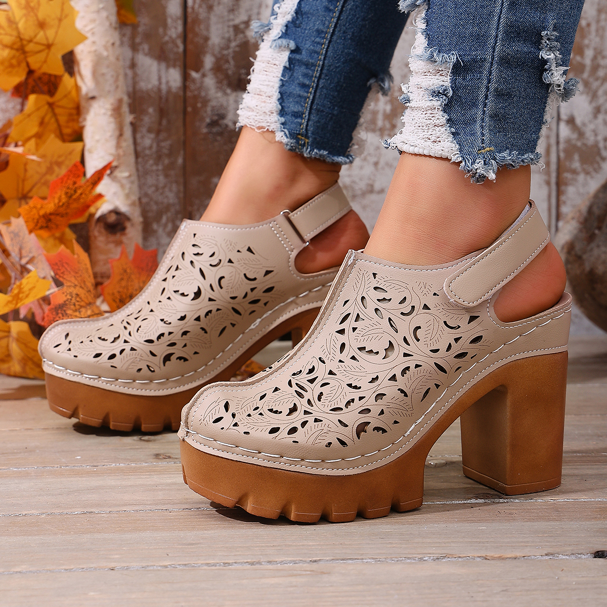 Large Size Women's Thick Heel  – Circle Hook Set recenzja i cena