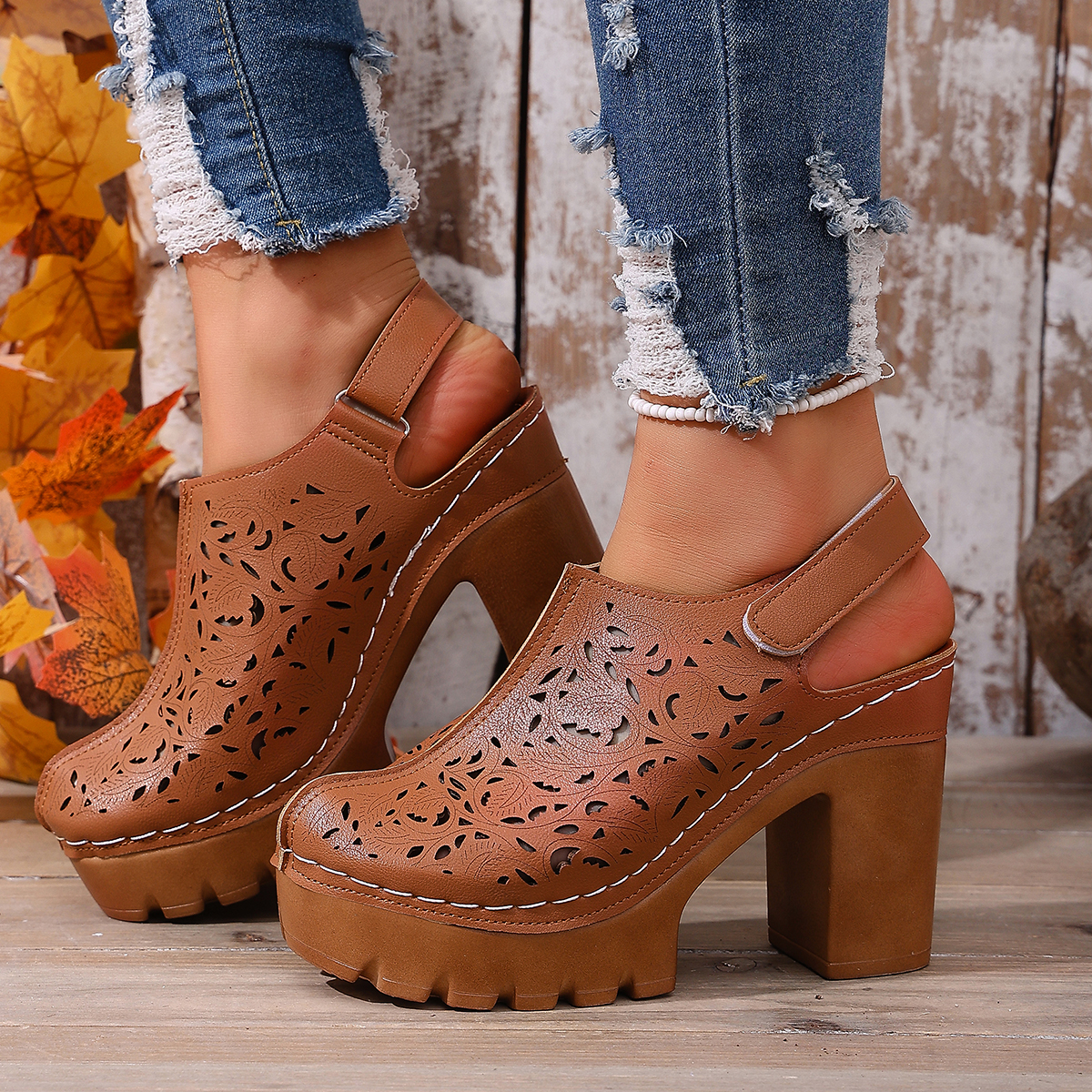 Large Size Women's Thick Heel  – Circle Hook Set recenzja i cena